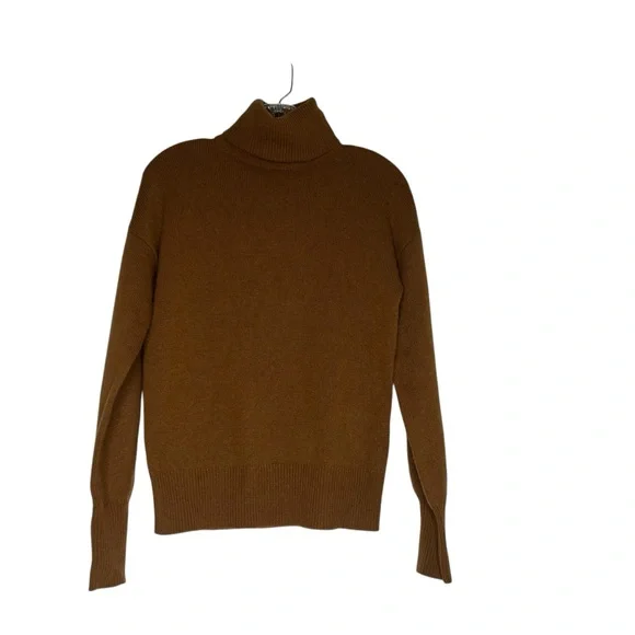 Theory Cashmere Drop Shoulder Turtleneck Sweater in Camel size P - Picture 2 of 5